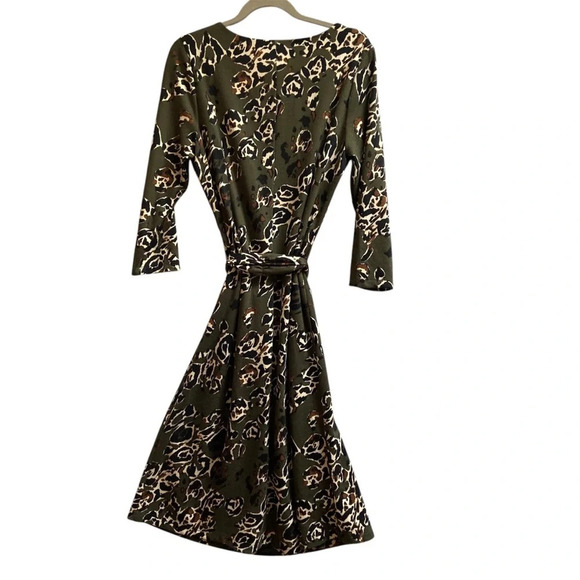 K design belted abstract printed long sleeve midi shift dress Sz XL - Picture 3 of 14